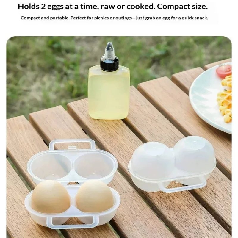 2‑Grid Portable Egg Box Shockproof Anti‑Crush Transparent Egg Holder for Camping Picnic Outdoor Travel Egg Storage Case