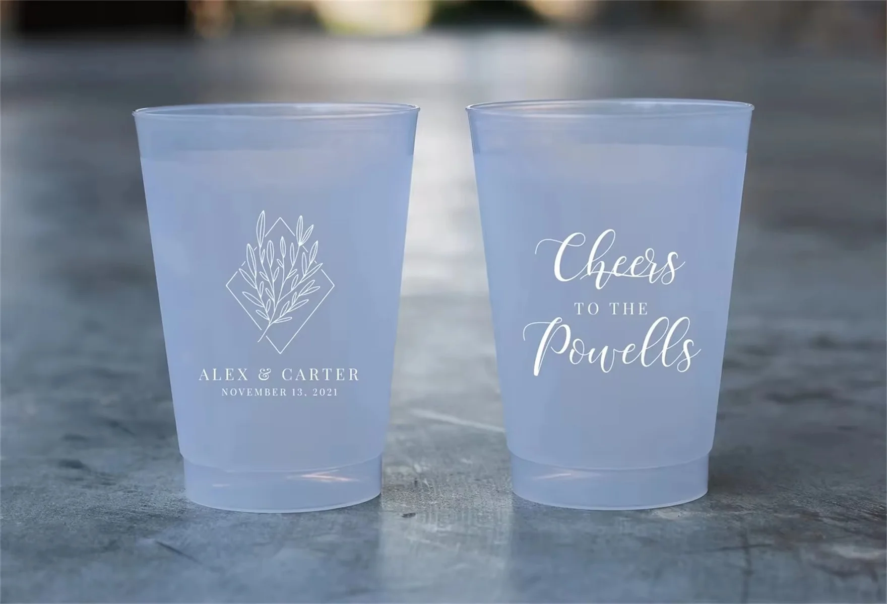 

Customized Frosted Shatterproof Flex Cups, Personalized Wedding Favor Cups