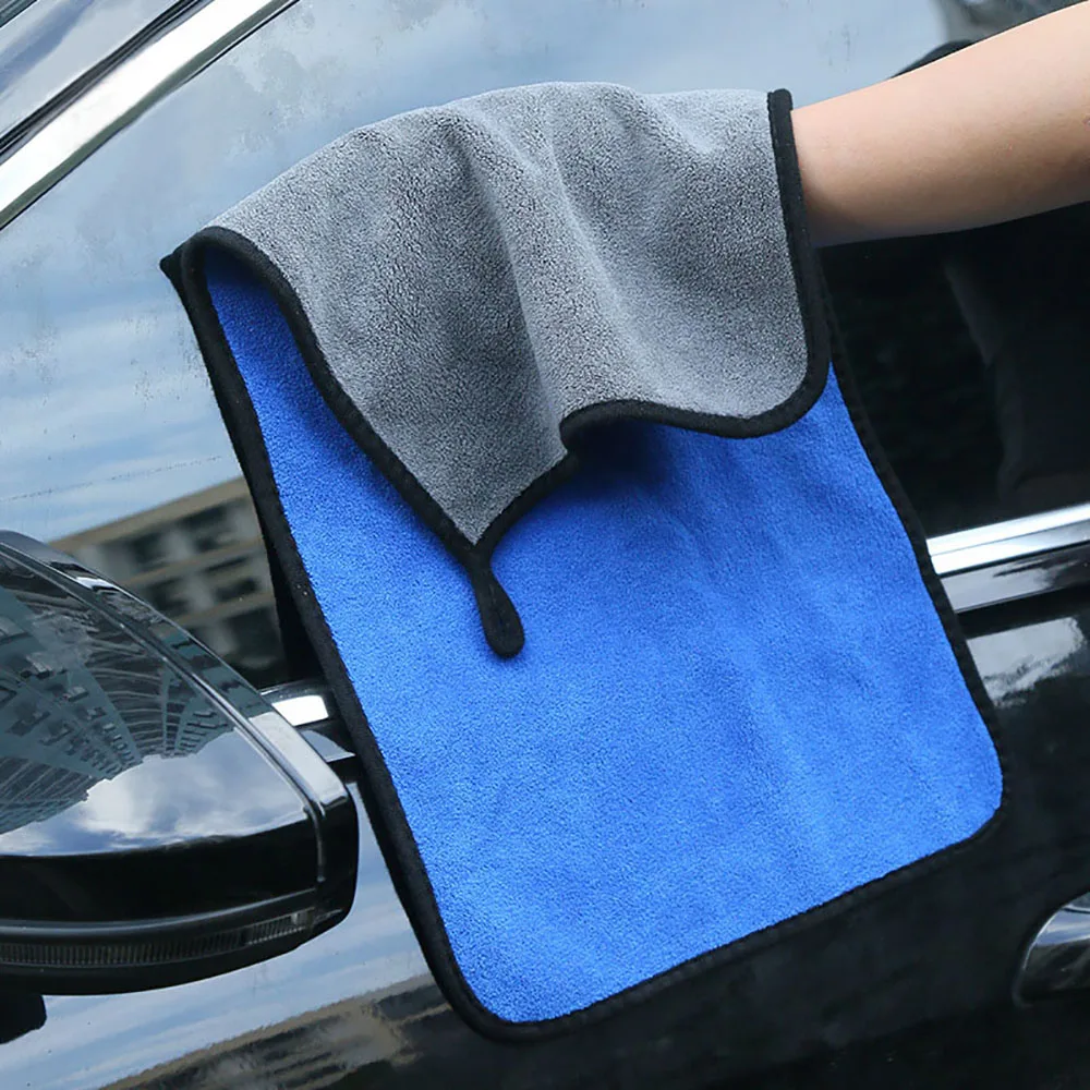 Microfiber Car Towel Double-Sided Super Absorbent Car Wash Towel Soft Drying Cloth Auto Detailing Hemming Glass Cleaning Cloth