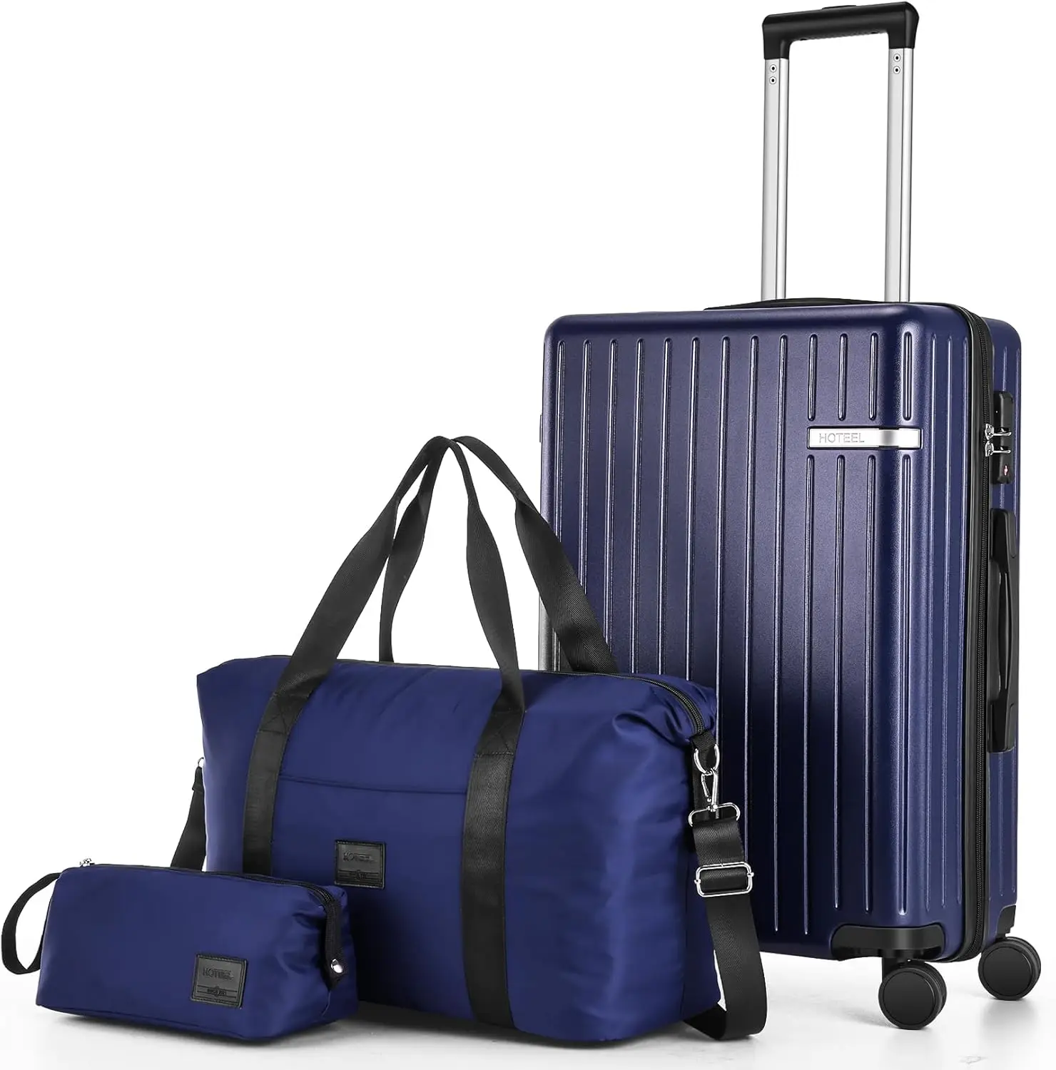 

3 Piece Carry On Luggage Set ABS PC Suitcases With Wheel Hardshell 20 inch Roller Luggage Travel Case With Duffel Bag Travel Bag