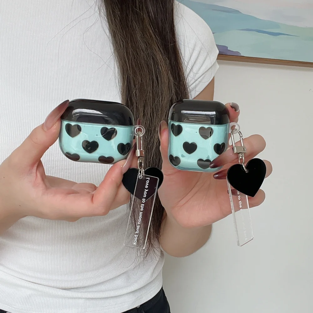 

Niche loving earphone protective case, suitable for AirPods 4/3/2 Pro/2/3, with pendant,fashionable shockproof protective case