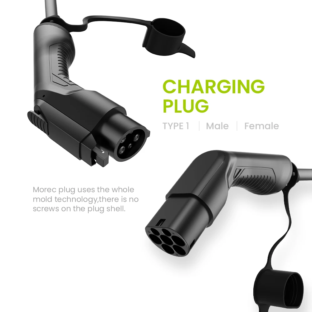 Morec EV Charging Cable 32 A 7.2KW 1Phase Electric Vehicle Cord for Car Charger Station Type 1 to Type 2 Plug Adapter J1772 5M