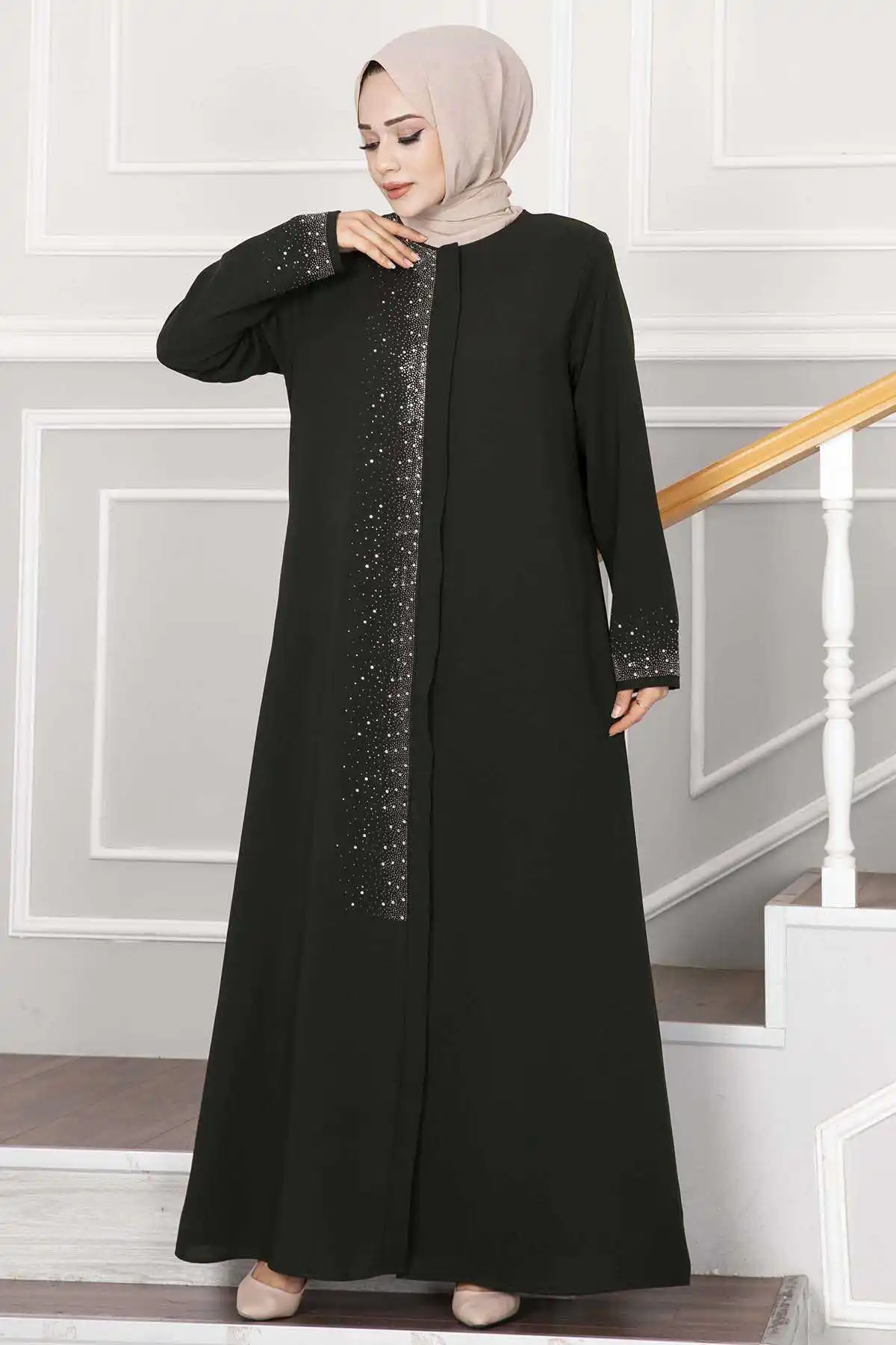 Women Hijab clothing Sprinkled Stone Detailed Hijab Abaya Muslim Abaya Dress Maxi Kaftan dresses for women Skirt Turkey