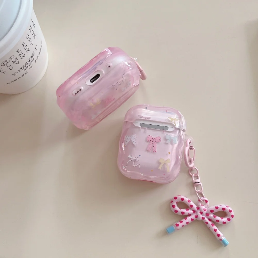 

Sweet and cute polka dot bow headphone protective case, suitable for AirPods 4/3/2 Pro/2/4, new shockproof protective case