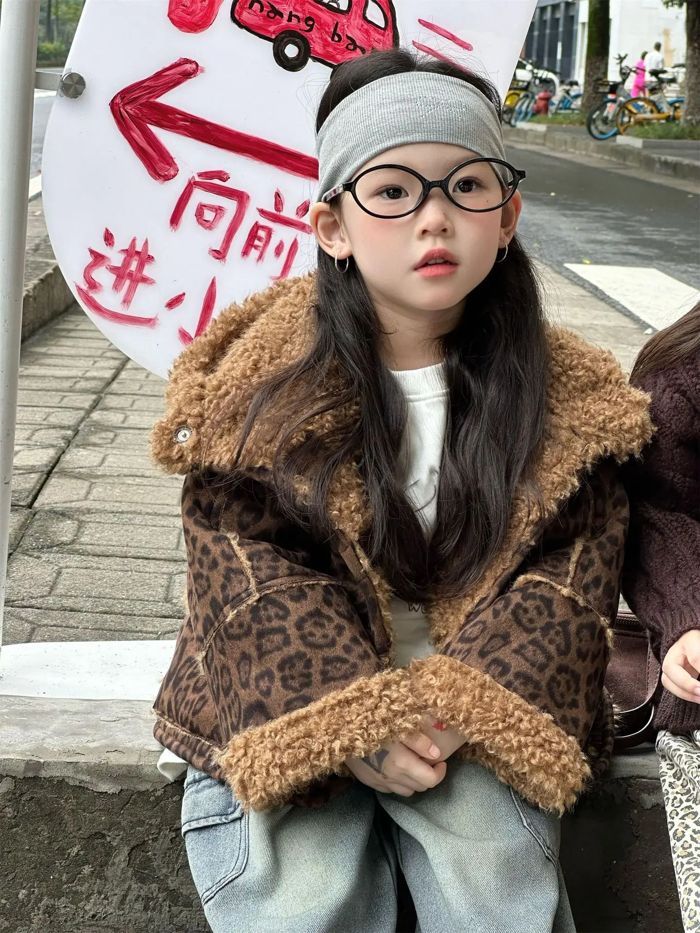 Winter New Leopard Print Fur Coats Kids Hooded Thicker Outerwear Children 2025 Warm Tops Girl And Boys Jacket Wz1382