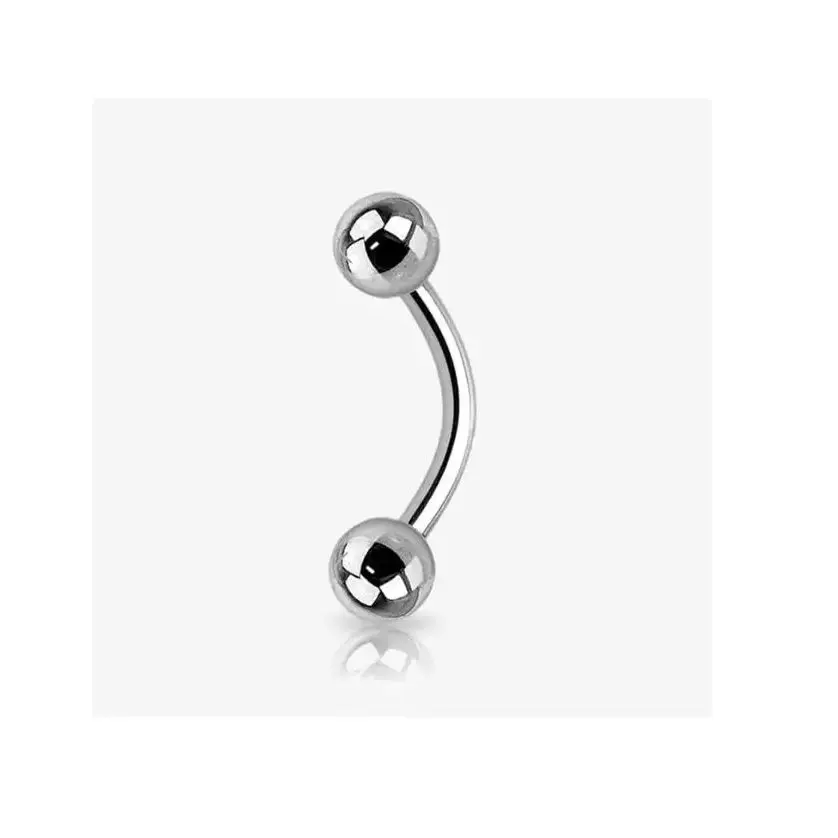 1uni- Piercing curvo aço inox cor prata rock