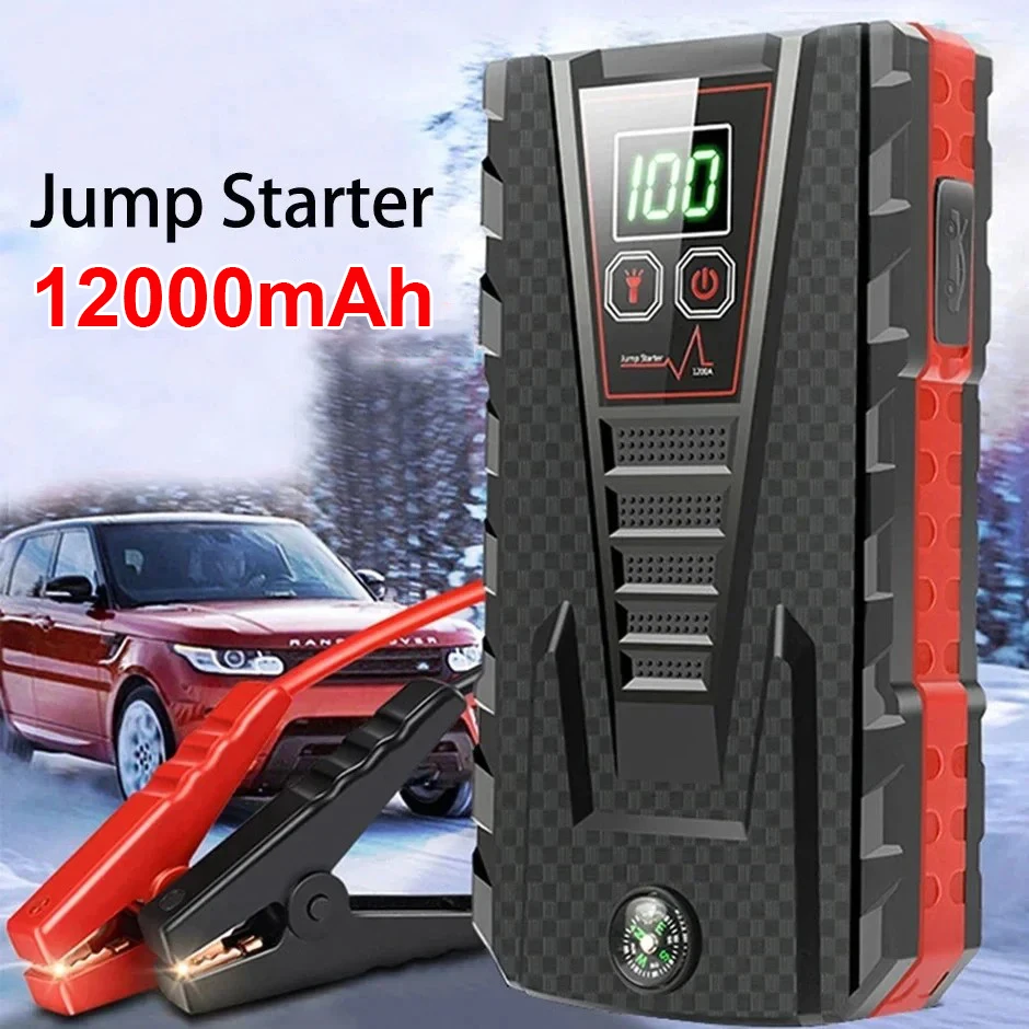 12000mAh Tragbares Auto-Starthilfegerät mit 5000A Spitzenleistung, Powerbank zum Aufladen, 12V Auto-Startgerät, Notfallbatterie für Öl- und Dieselautos