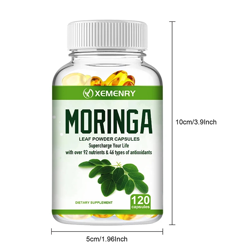 Suplemento de Moringa-soporte del sistema inmunológico, energía, metabolismo, antioxidante-120 cápsulas