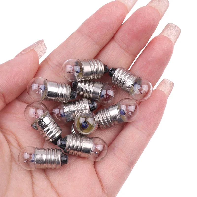Petites Ampoules Rondes Miniatures de 0.3A, 1.5V, 2.5V, 3.8V, 10 Pièces, Canon à Lumière pour Expérience d'Étudiants