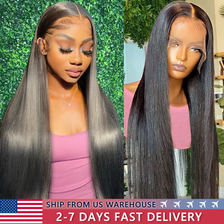 13x4 HD Transparent Lace Frontal Wig 4x4 Lace Closure Wig Straight 13x6 Lace Front Human Hair Wigs For Black Women 30 32 34Inch