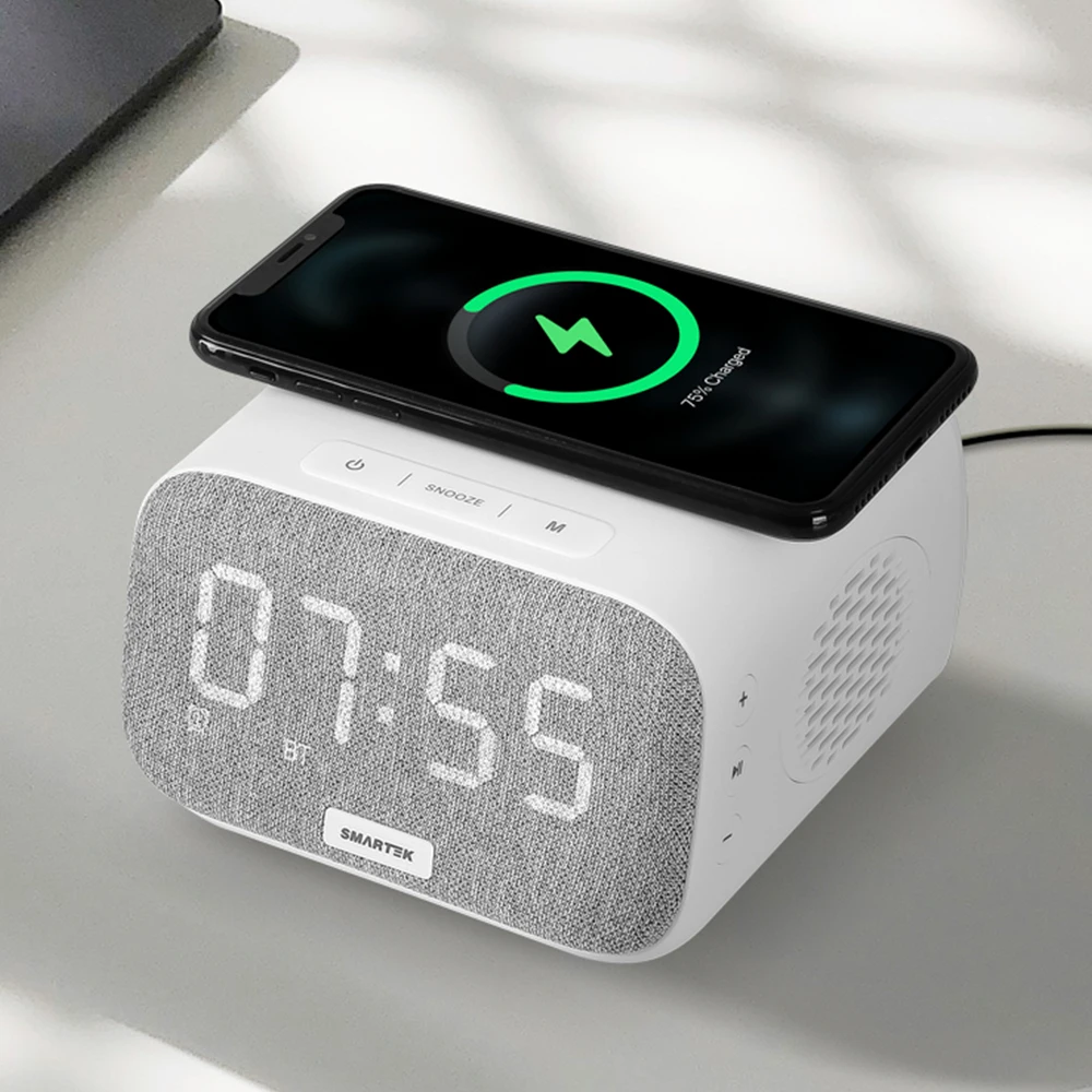 Bluetooth High Speed Wireless Charging Multi Speaker (LED clock/smart phone charging/radio/alarm function)