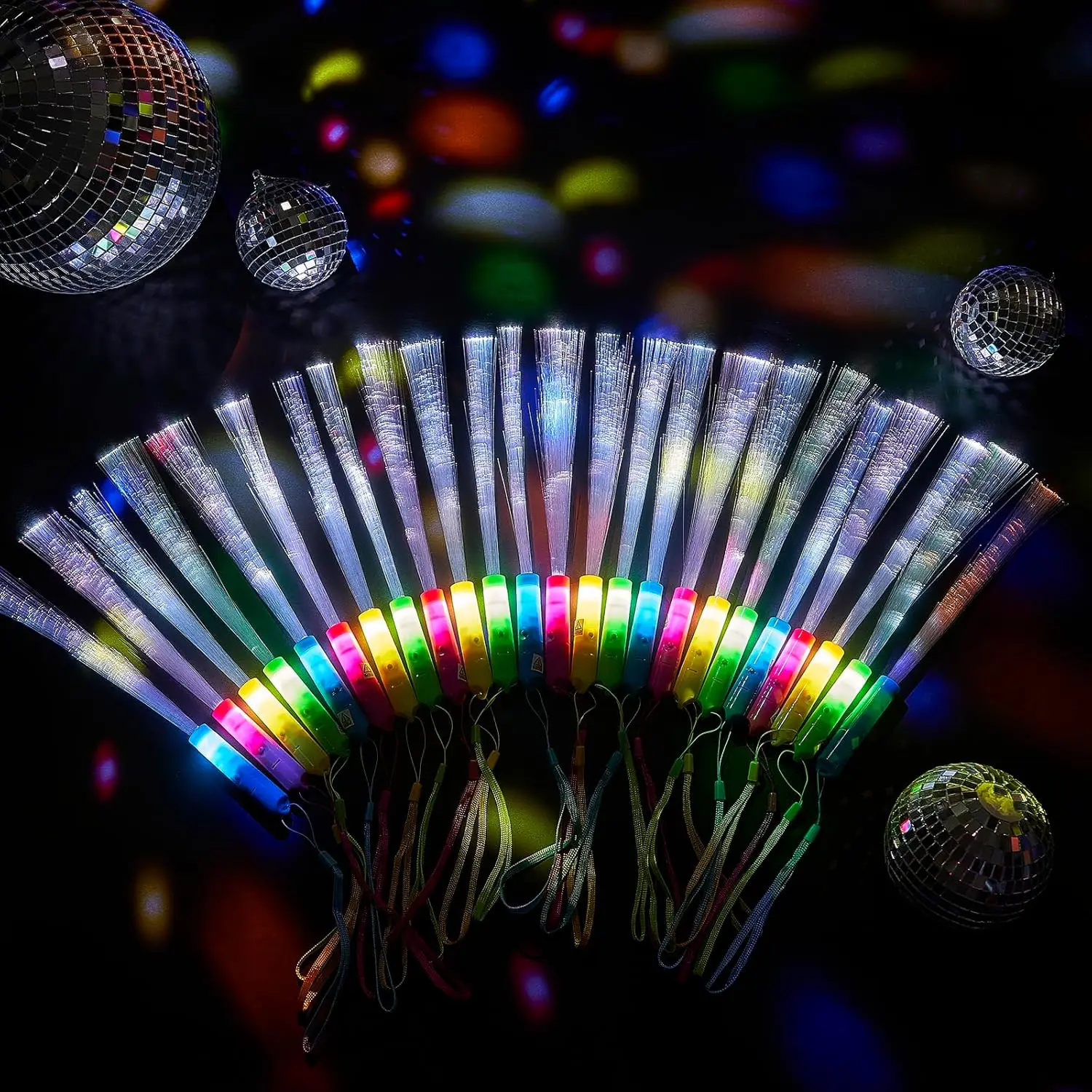 Bacchette in fibra luminosa da 60 pezzi Bastoncini lampeggianti a LED Bastoncini luminosi Bacchette in fibra ottica colorate per bomboniere luminose per matrimoni