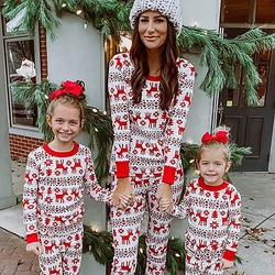 Christmas Matching Pajamas Set Xmas Elk Print Costumes Family Parent-child Suit Mom Daddy Baby Girl Boy Xmas New Year Sleepwear