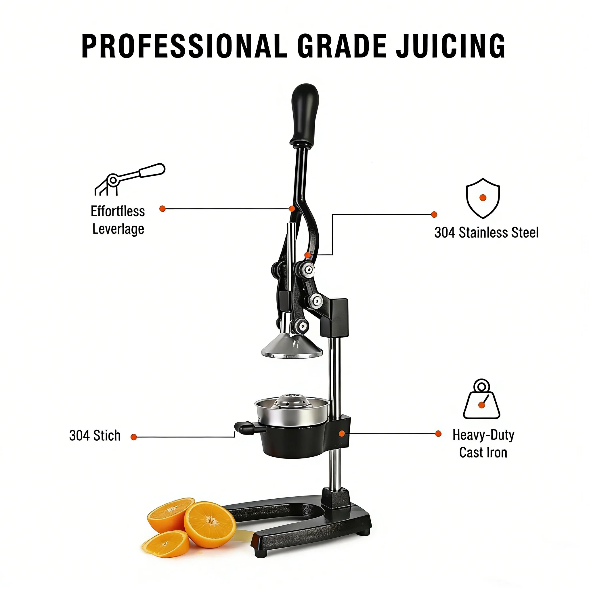 SAEIV gietijzeren citruspers handmatige sapcentrifuge voor commercieel gebruik Robuuste werkpanelen Pers voor vers sinaasappelsap - afbeelding 1