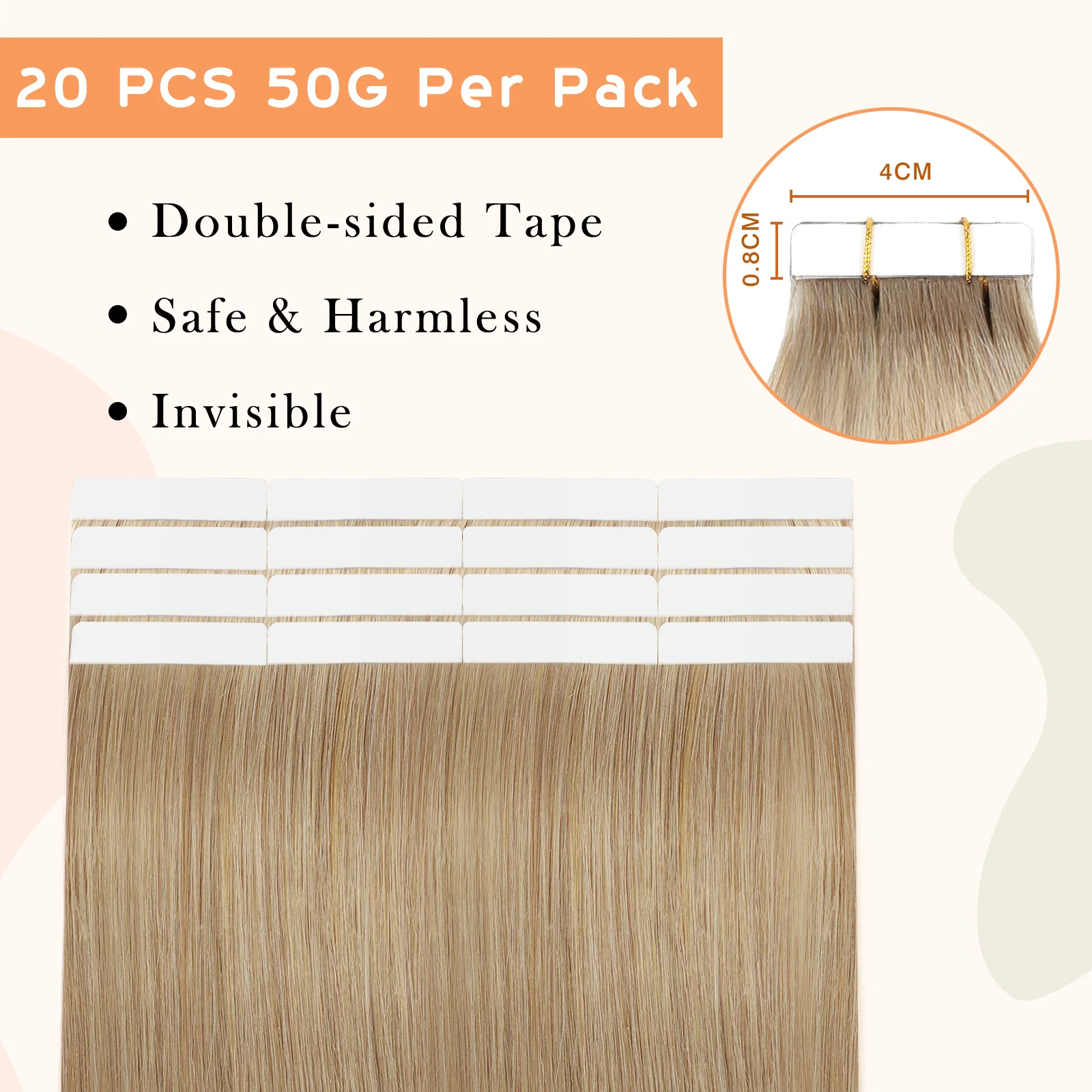 Sixstarhair fita em extensões de cabelo humano 50g 20 pçs 16'18'20'22' 100 real remy fita de cabelo humano extensões de cabelo para mulher