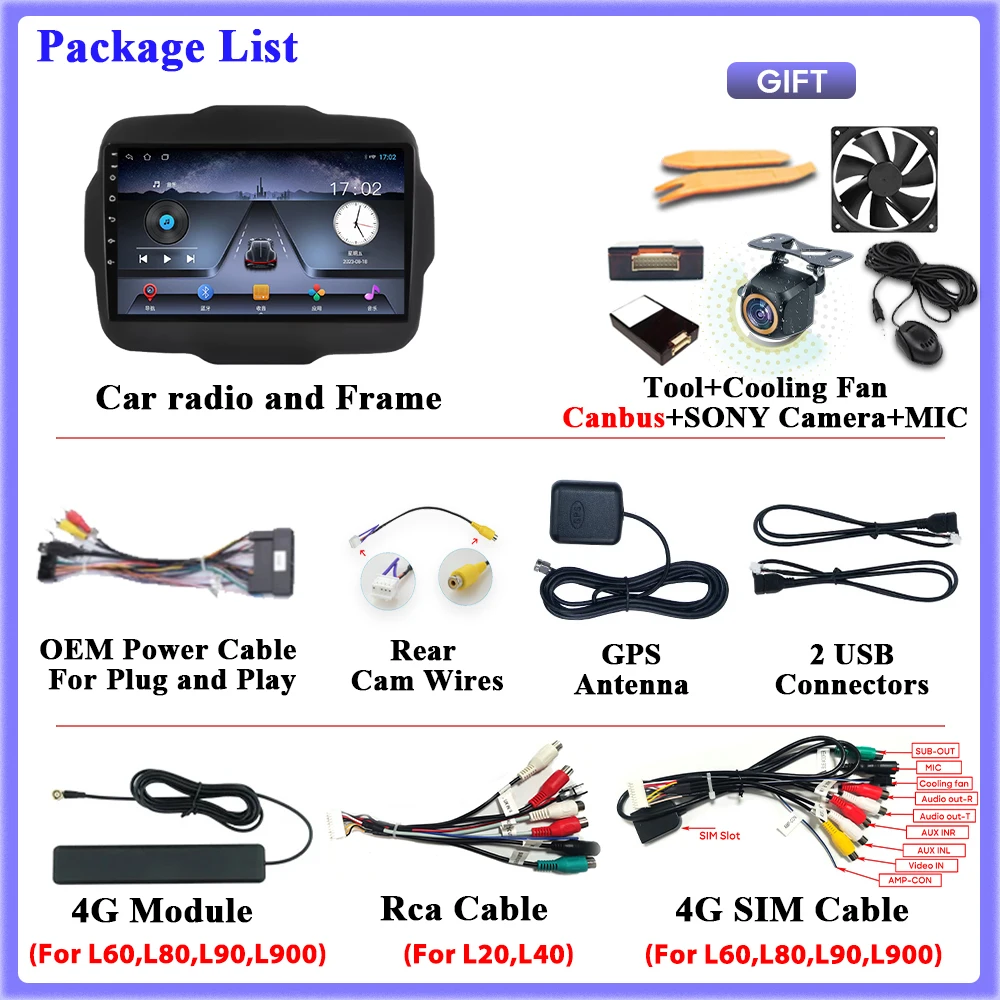 Android Auto Für Jeep Renegade 2014-2018 Auto Radio Multimidia Player GPS Navigation Carplay Auto Intelligente Systeme 4G wifi 2K