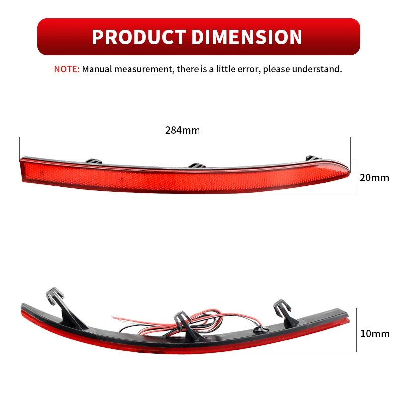 2PCS For VW Tiguan 2007 2008 2010 2011 2012 2013 2014 2015 2016 LED Car Rear light Bumper Reflector Lens Stop lamp Brake Lights