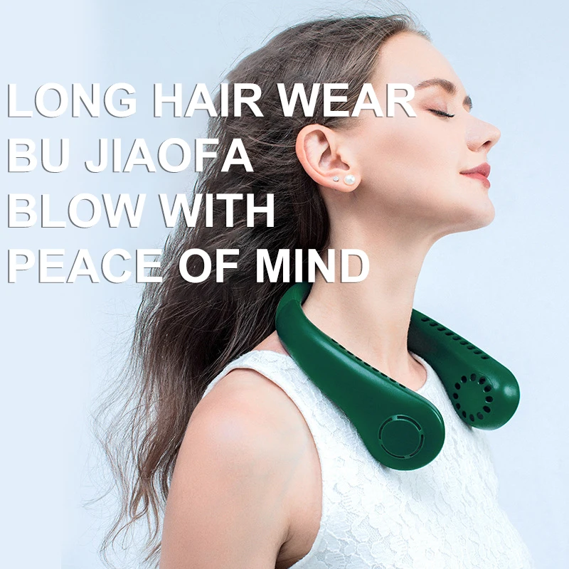 Portable Hanging Neck Fan 3000mAh Rechargeable USB Mini Fan Bladeless Outdoor Air Cooling Wearable Neckband Fan Personal Fans