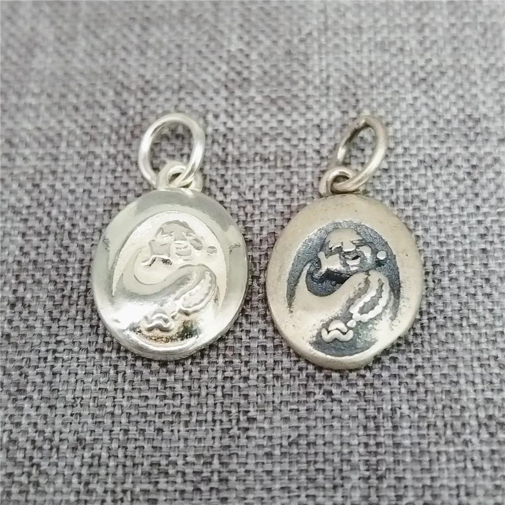 1 Piece of 925 Sterling Silver Buddha Lotus Charm Yoga Meditation Pendant for Bracelet Necklace
