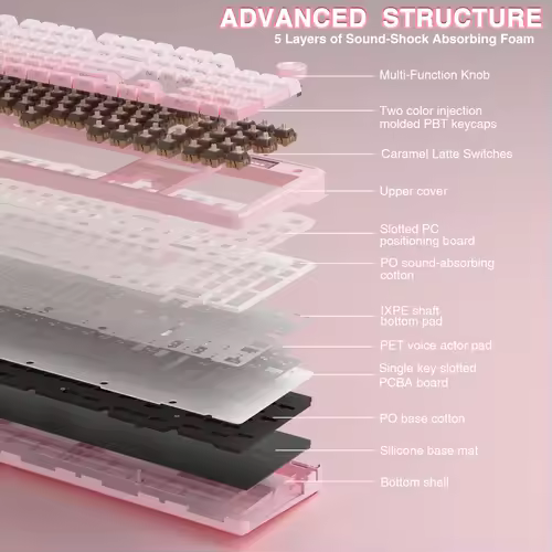 AULA F108 pro Wireless Bluetooth Keyboard Macro Gaming keyboard Gasket Hot-swap Full Size Keyboard with TFT Smart Display - Image 4