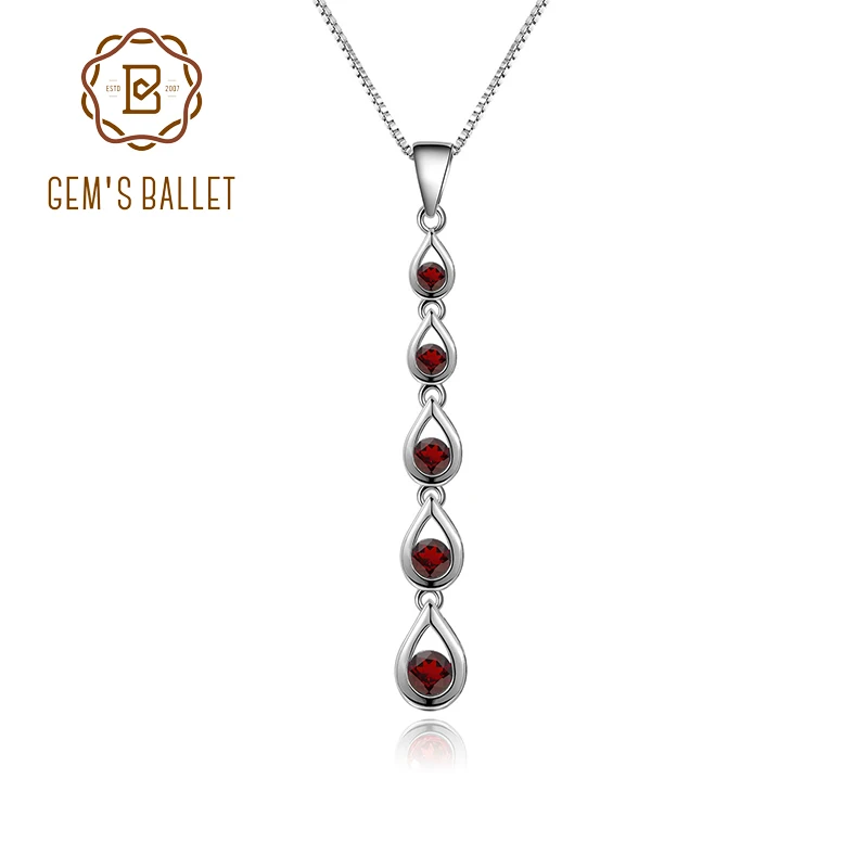 

GEM'S BALLET Garnet Jewelry January Birthstone Necklace Red Garnet Gemstone Pendant Necklace in 925 Sterling Silver Gift For Her