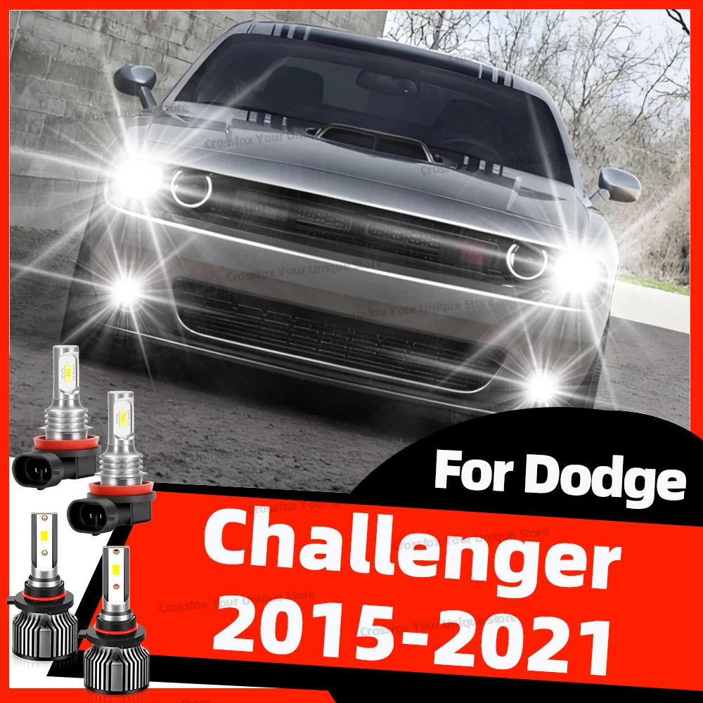 

2/4Pcs For Dodge Challenger 2015 2016 2017 2018 2019 2020 2021 - Car LED Headlights 3570 CSP Chips 6000K Fog Lamp Bulbs