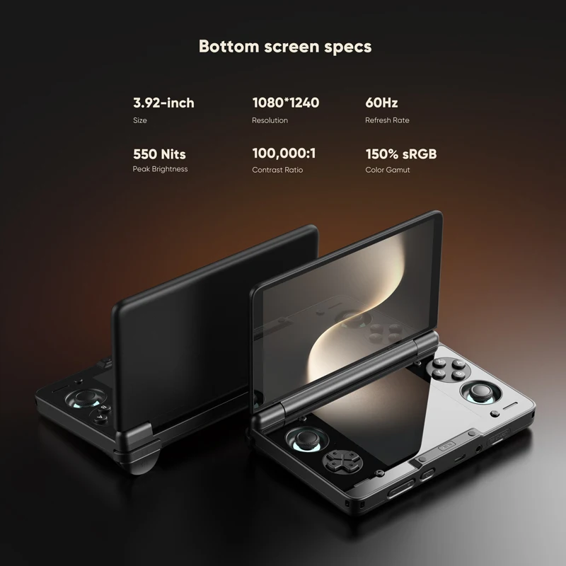 AYN Thor 안드로이드 핸드헬드 듀얼 스크린 클램쉘 6인치 AMOLED 스크린 1080p 게임 엔터테인먼트 기기 사용 예시