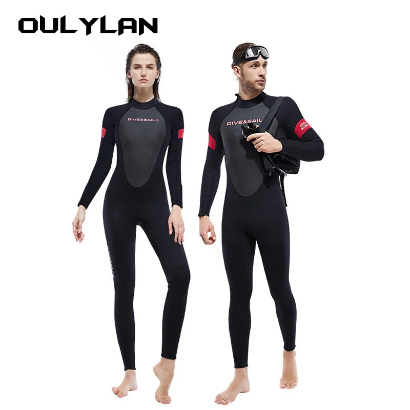 

Oulylan Neoprene 3MM Diving Suit Men One-piece Long Sleeved Warm Wetsuit Women Snorkeling Surfing Swimming Wet Suit