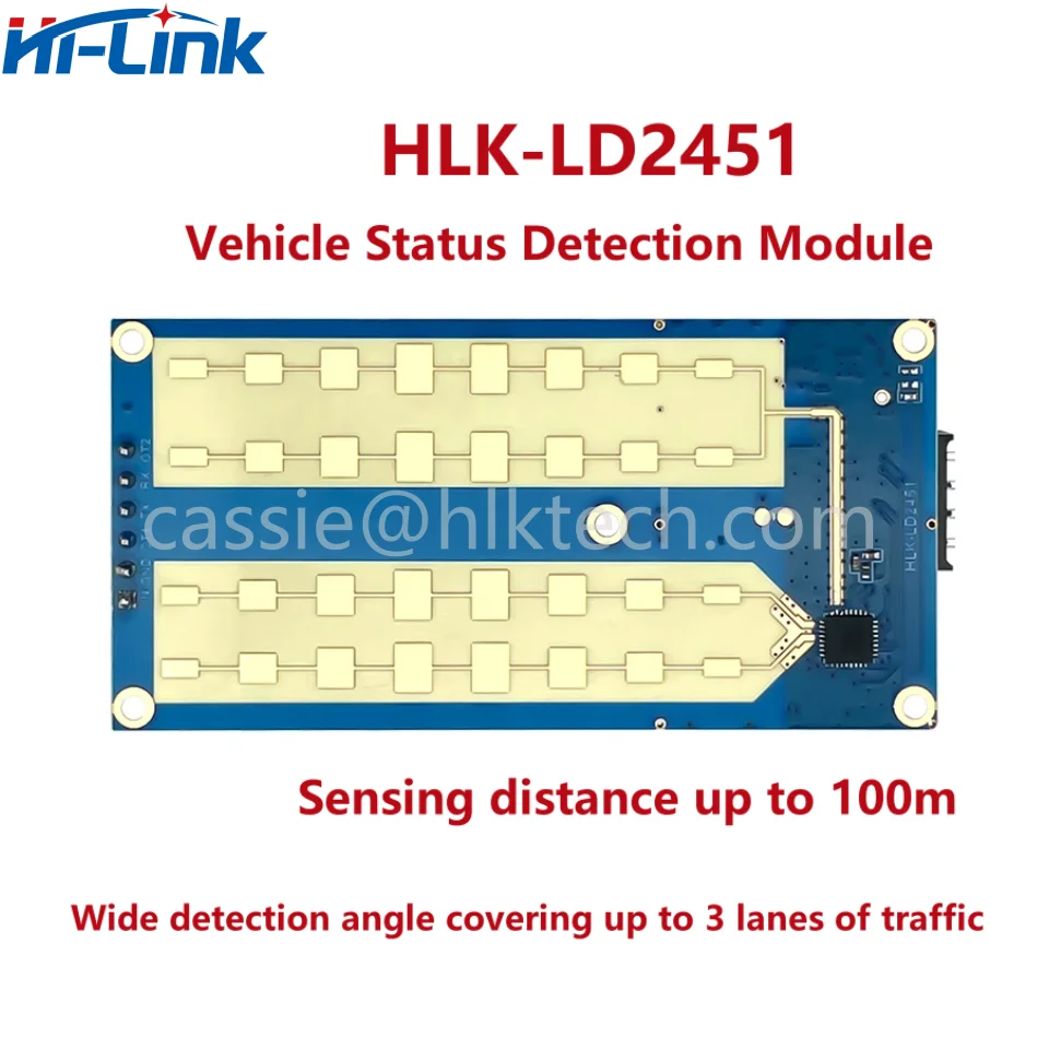 HLK-LD2451 24Ghz Vehicle Status Detection Module Millimeter wave radar Sensing distance 100m Support GPIO UART Output FMCW FM