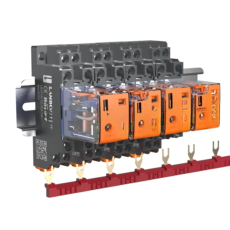 LANBOO LBJ21A Relais à usage général, 2NO2NC 8 broches et 4NO4NC 14 broches, 5A/12A 12 V/24 V/220 V AC/DC, mince 21 mm avec base de prise