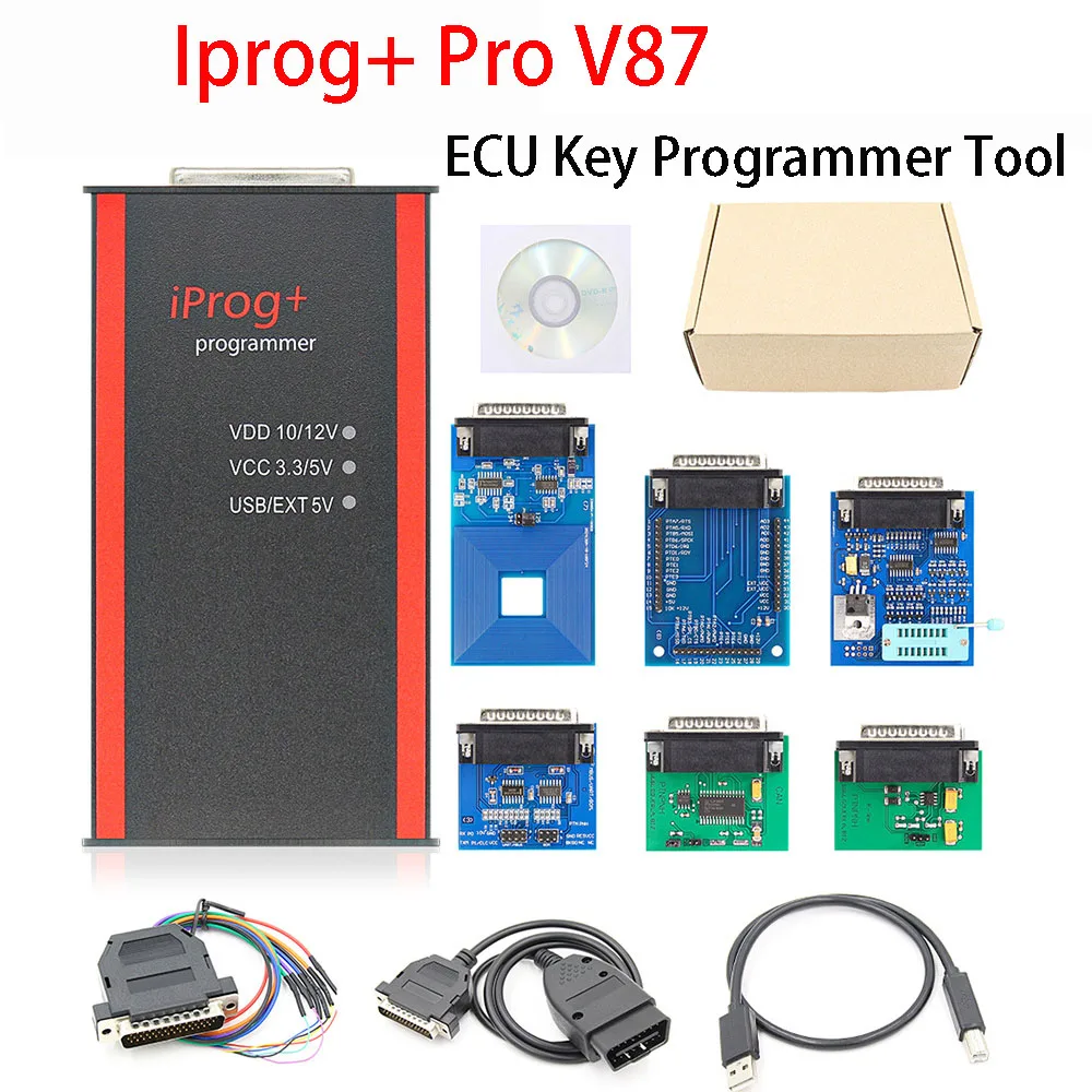 

New Iprog+ Pro V87 ECU tool Auto Key Programmer For ECU IMMO Mileage Reset Airbag Reset with 6 modules