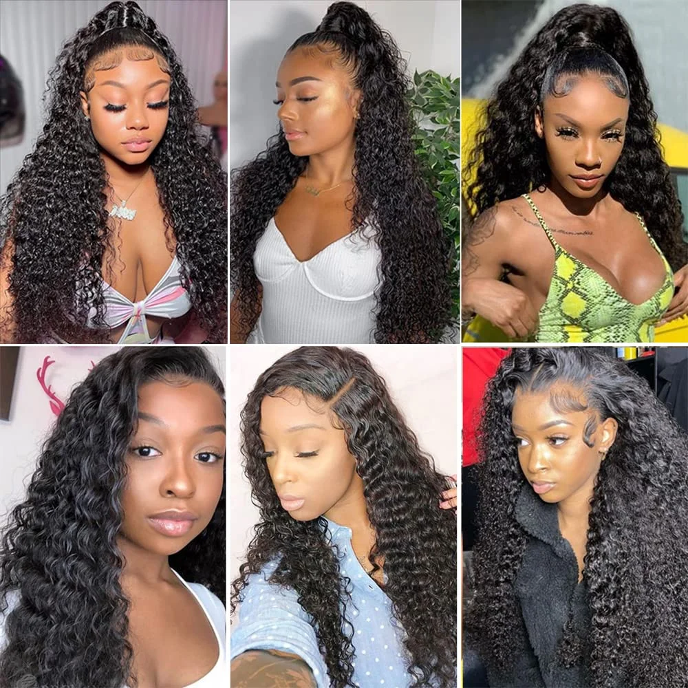 Deep Wave 13x4 Lace Frontal Wigs Human Hair Pre Plucked With Baby Hair 180 Density Brazilian Natural Color Wigs For Black Women