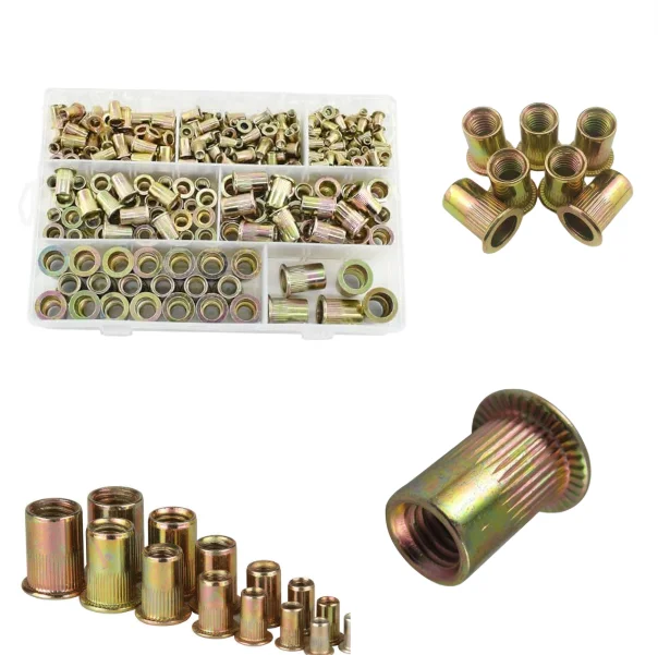 Kit dado rivetto metrico da 175 pezzi: M3 M4 M5 M6 M8 M10 testa piatta, dadi inserto UNC in acciaio al carbonio zincato