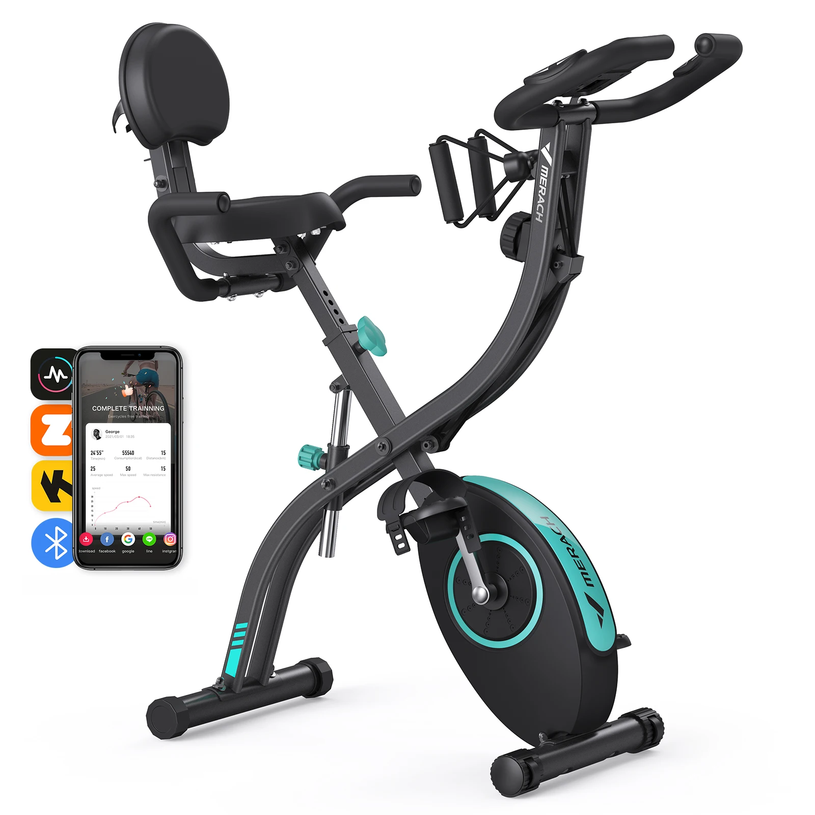 AliExpress MERACH Folding Exercise Bike 4in1 Magnetic Stationary with16-Level Resistance Exclusive APP 300LB Capacity Comfort Seat  X-bike