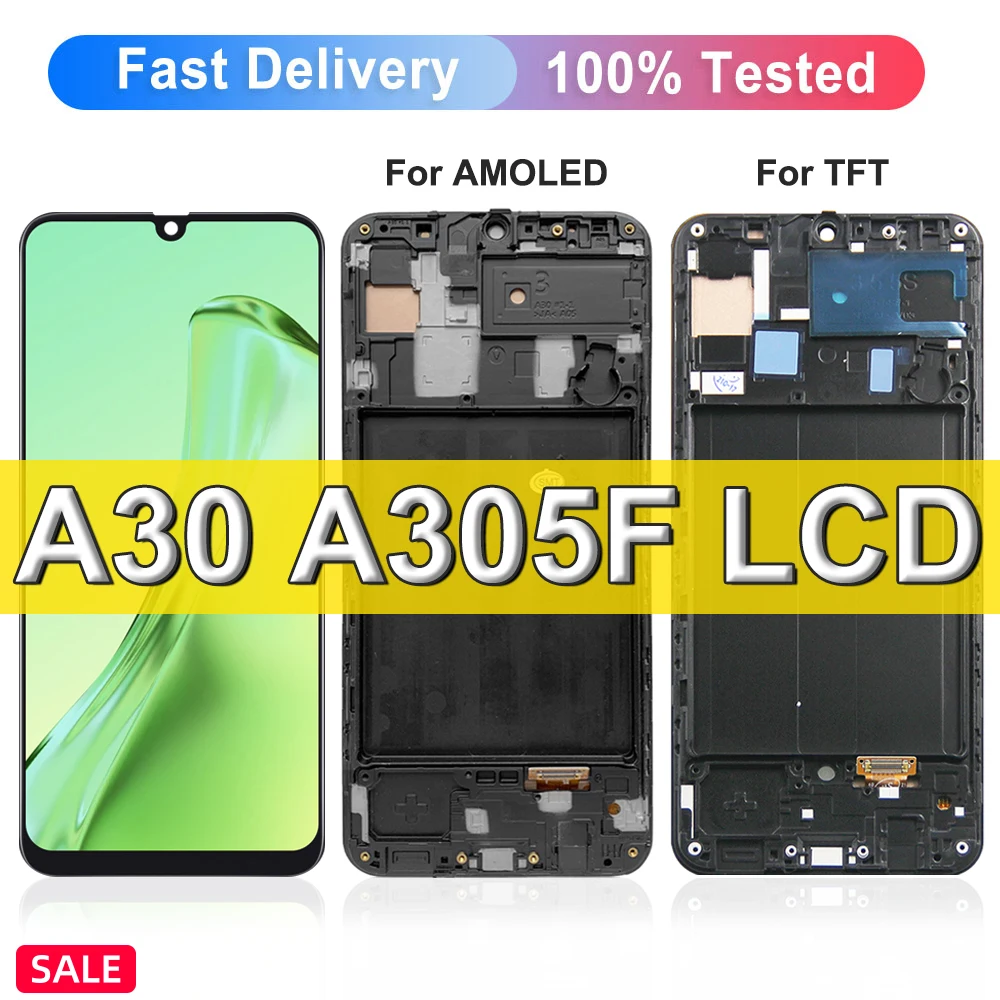 6.4 ''wyświetlacz LCD do Samsung Galaxy A30 ekran dotykowy wymiana Digitizer zgromadzenie dla Samaung A30 LCD FA305/DS A305FN A305G