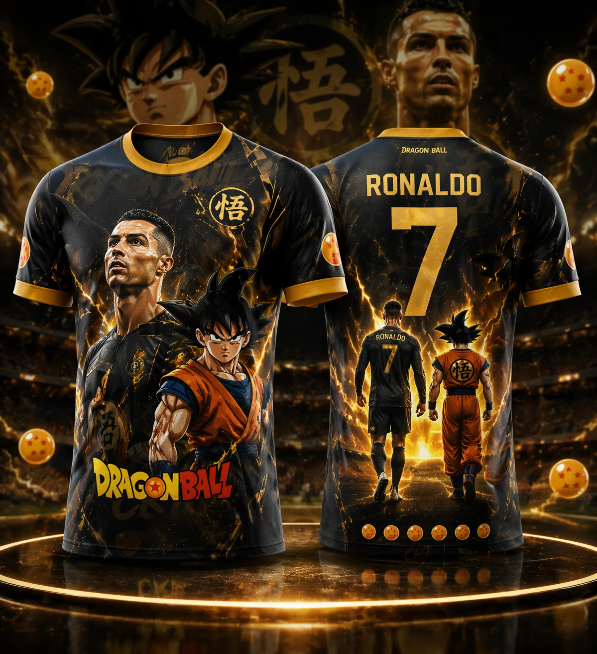 

Summer New Hot Dragon Ball/Ronaldo Short Sleeved Tee Kid/Adults Oversized Breathable Quick Drying Soccer Sports Top Men Jersey
