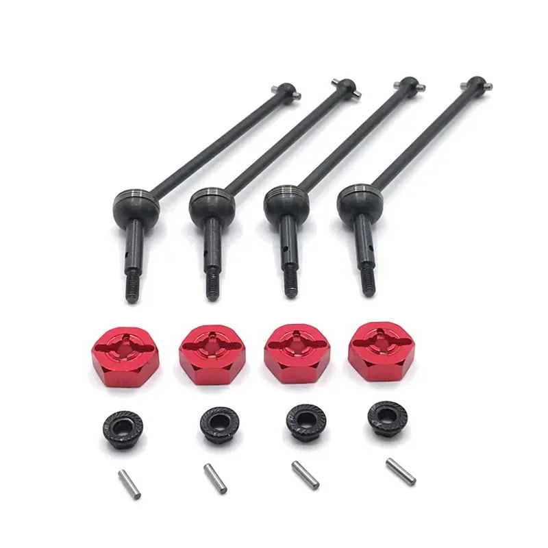 Adaptateur d'arbre de props avant et arrière de mise à niveau en métal de 12mm pour Wltoys 144001 144002 144010 124016 124017 124018 124019 Pièces de voiture RC