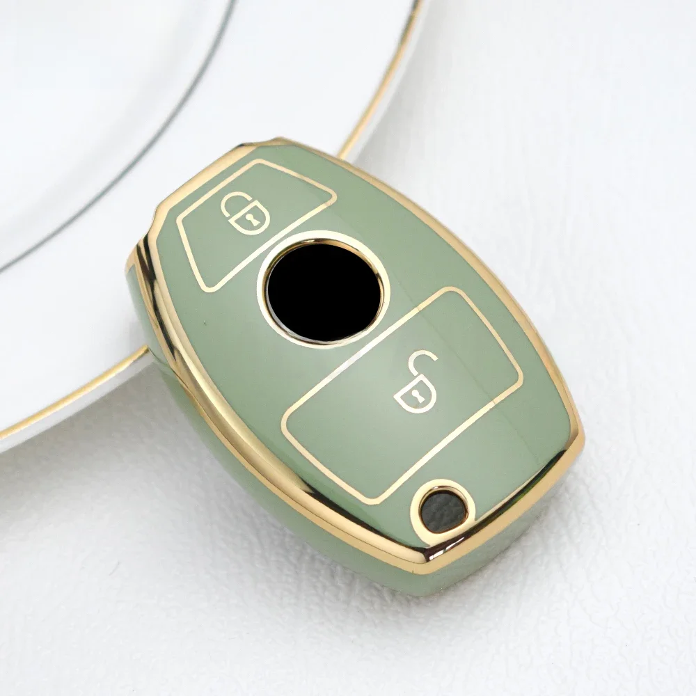 Étui pour clé télécommande de voiture en TPU à 2 boutons, coque Fob pour Mercedes Benz classe A B R G GLK GLA GLC GLR W204 W210 W176 W202 W463