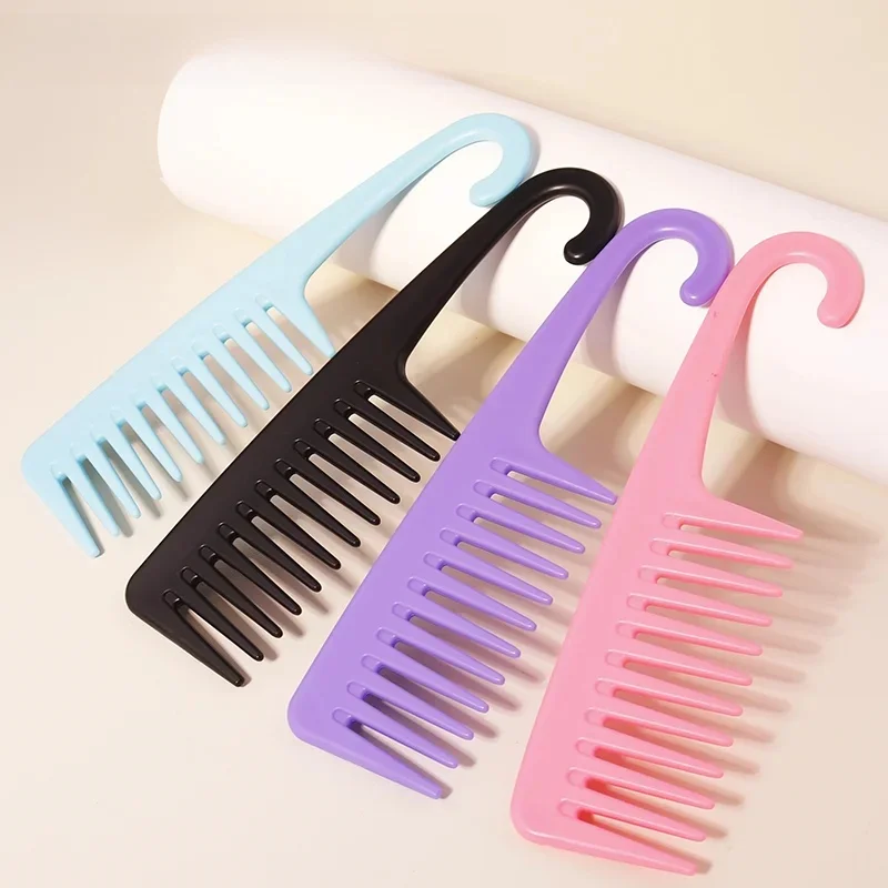 Brosse à Cheveux Antistatique à Dents Larges pour Énergie du Cuir oral elu, Peigne à Crochet, Doux, Soins Capillaires, Bouclés, Outil de Coiffure, 1 Pièce