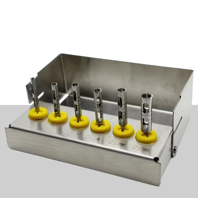 

6pcs Dental Trephine Bur Drills Implant Drills Kit Implant Long Surgical Instruments Dental Tools