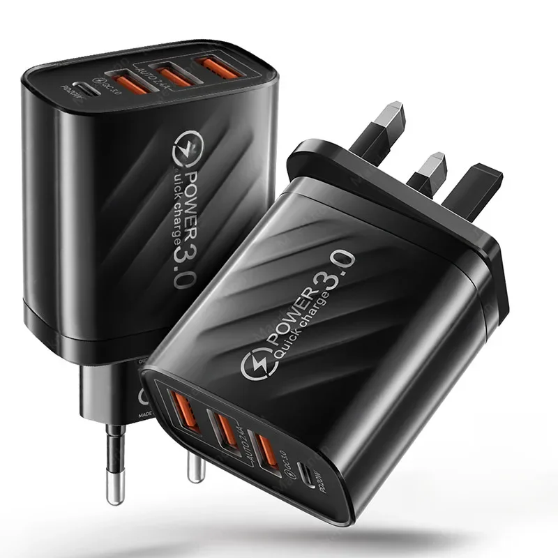 Chargeur USB 48W 4 ports Type C Charge rapide QC 3.0 pour Samsung Xiaomi mi10 Huawei adaptateur de chargeur pour Smartphones PD Charge rapide