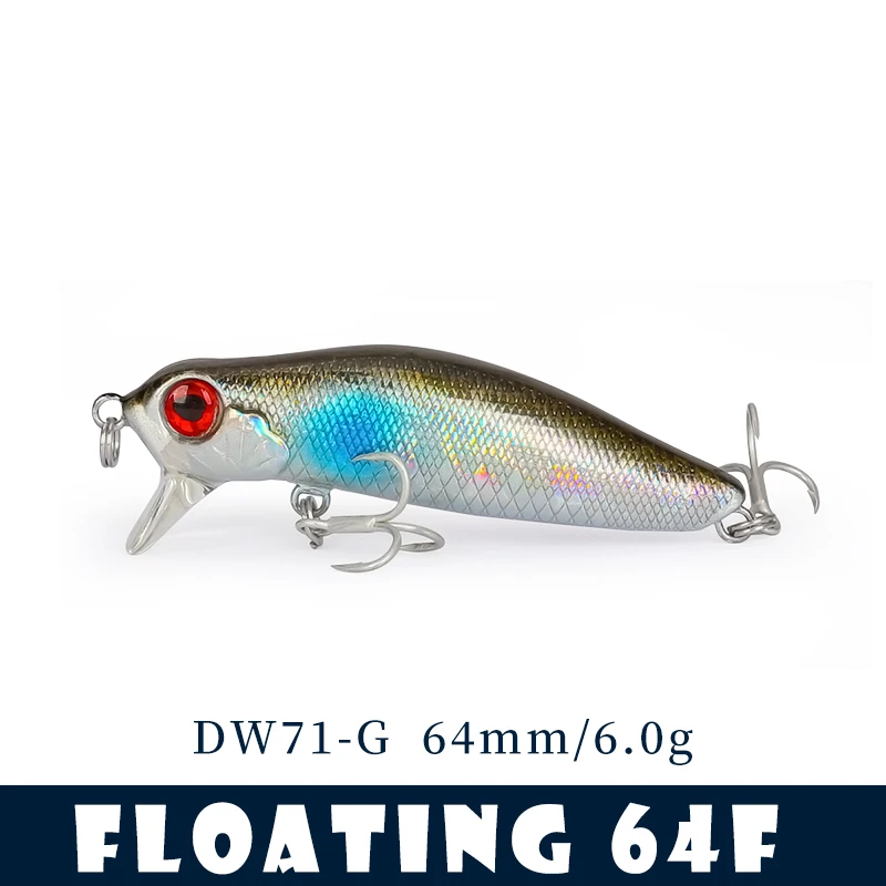 TSURINOYA 64F Ondiepe Runner Drijvende Minnow DW71 64mm 6.0g Riviervissen Ajiing Game Vissen Lokken Wobbler Kunststoffen Nep Aas