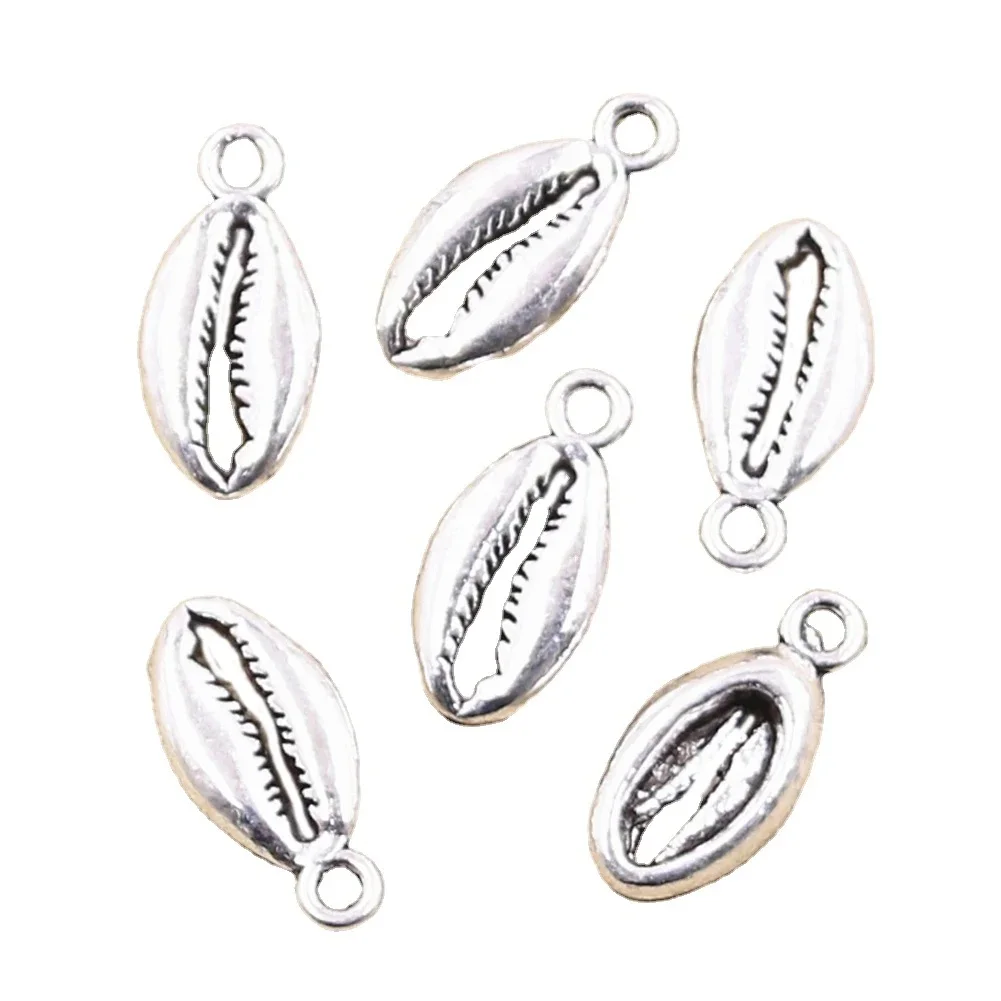 15 sztuk Charms czeski Cowrie muszla muszla 17x8mm antyczne srebro kolor platerowany wisiorek dokonywanie DIY Handmade tybetański znalezienie biżuterii — zdjęcie 2