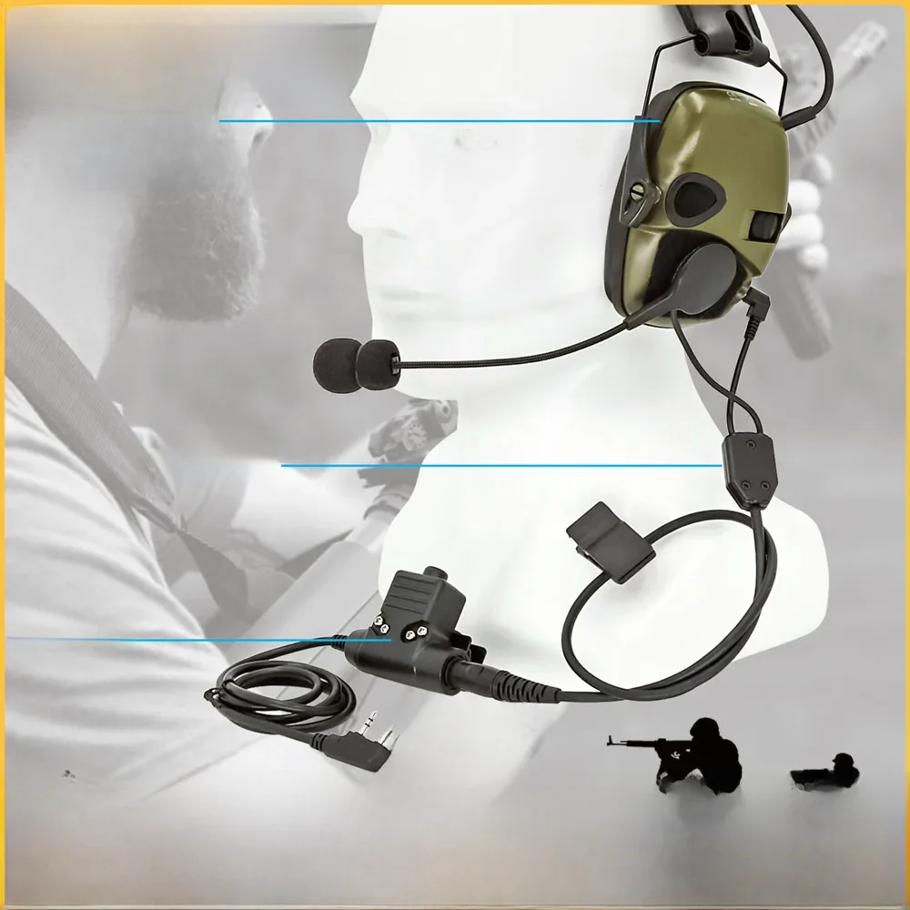 Taktyczny zestaw mikrofonu PTT Y Line do Howard Leight Impact /ZOHAN EM054/SORDIN IPSC Noise Airsoft Shooting Headphone Accessorie — zdjęcie produktu 7