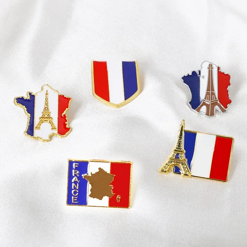 Broche tour Eiffel de Paris, drapeau de Style romantique français, épingles de placage en alliage, Souvenirs de voyage, Badges de décoration de sac, cadeaux pour amis
