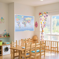 A2 Size World Map in French Canvas Wall Hanging Art Prints Poster Gift for School Classroom Decoration 59x42cm