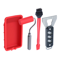 Silicone Adhesive Tray and Paint Roller Set Durable Aluminium Handle Waterless Cleaning with Two Glue Reusable for DIY Crafts