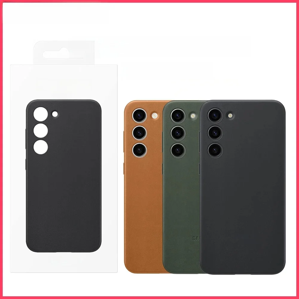 Oryginalne skórzane etui na smartfon Samsung do Galaxy S23+ S23 Plus, cienkie etui z prawdziwej skóry. — zdjęcie produktu 7