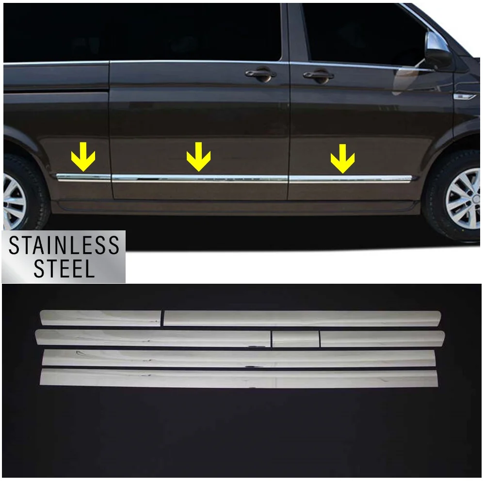 

For VW Transporter T6.1 Chrome Side Door Molding 7 Pcs LONG CHASSIS 2020-2023 Models. Stainless Steel. A+ Quality. Car Tuning