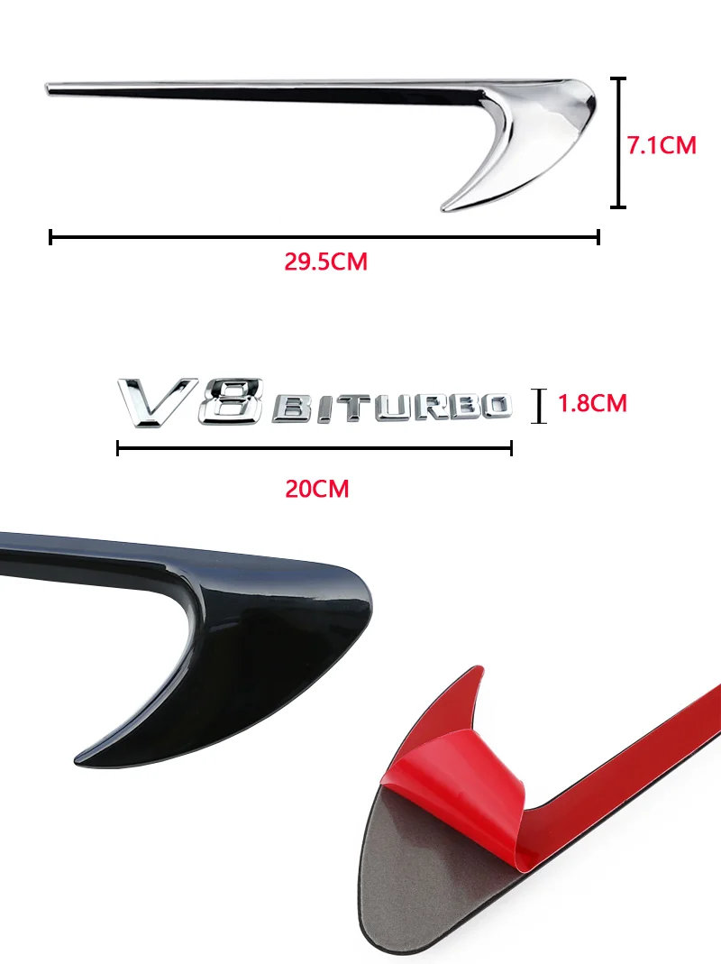 Universal Auto Kotflügel Emblem Abzeichen V8 BITURBO 4MATIC + Für Mercedes Benz W220 W201 W222 W204 W176 W124 W212 W213 W177 Zubehör – Detail 3